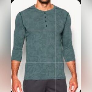 Under Armour Green Henley 3/4 Sleeve Fitted Heat Gear Shirt Men’s Size XL